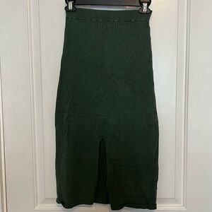 Green Free People Split Front Knit Midi skirt (size small)